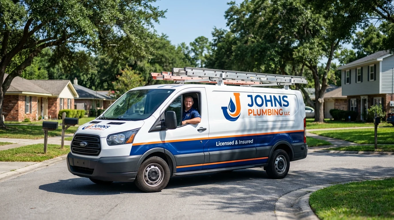 Johns Plumbing LLC service van in Wrightsville, GA