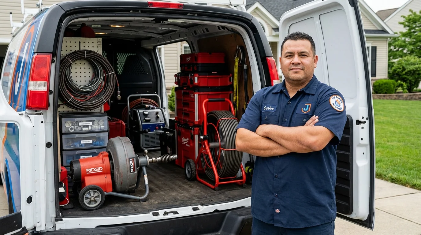 Professional drain cleaning equipment and Johns Plumbing LLC plumber in Wrightsville