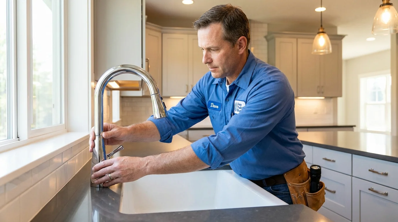 Kitchen faucet installation by Johns Plumbing LLC in Wrightsville