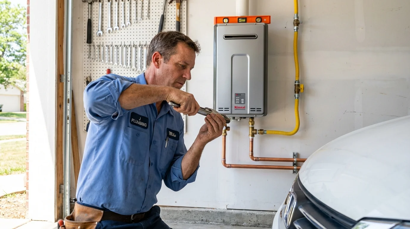 Tankless water heater installation by a Johns Plumbing LLC plumber in Wrightsville